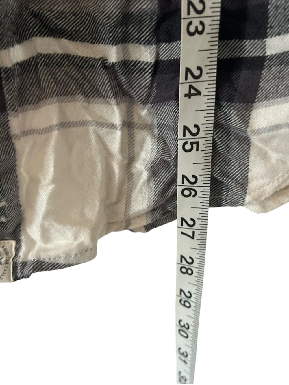 Black & White Flannel Button Down American Eagle Plaid Design Women’s Medium Fit - Picture 3 of 4